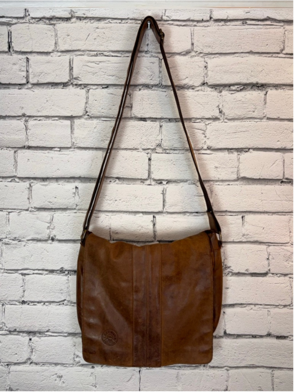 Women's Vera Pelle Leaf Bags Brown Leather Crossbody Messenger Bag Purse 11x10x3 - Picture 11 of 16
